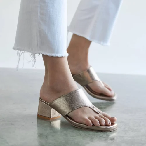 Sandalias En Cuero De Tacón   - Ref. Z-3093 Blanco