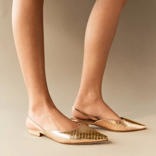 Zapato Cerrado Destalonado con Tacón - Ref. Z-3176 Oro