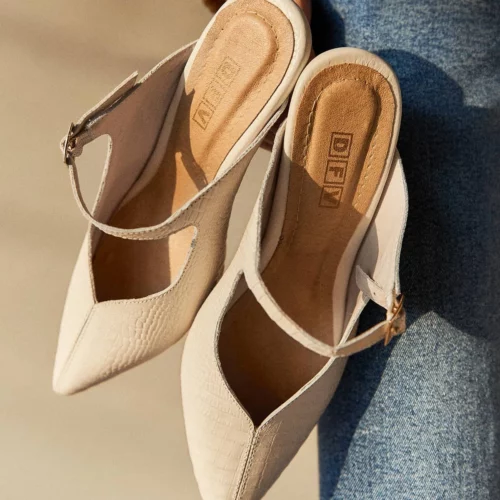 Zapato Cerrado Destalonado con Tacón - Z-3237 Blanco Talco