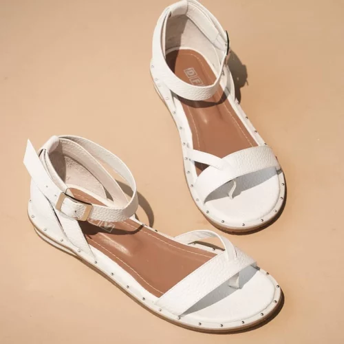 Sandalia Plana en Cuero - Ref. Z-3190 Blanco